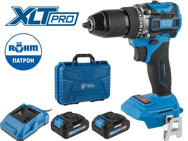 Аккум. дрель-шуруповерт BULL SR 1807 R-series SET XLTpro БЕСЩЕТ., 18 В, 60 Н*м, 2х2 А*ч, з/у 2 А