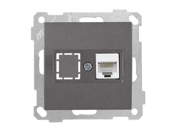Розетка компьютерная 1xRJ45 (Cat5e, скрытая, без рамки) дымчатая, DARIA, MUTLUSAN