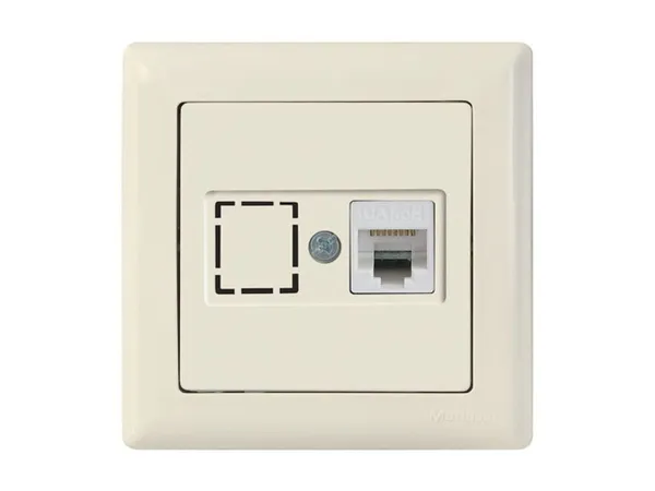 Розетка компьютерная 1xRJ45 (Cat6, скрытая) кремовая, DARIA, MUTLUSAN