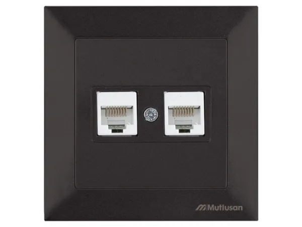 Розетка компьютерная 2xRJ45 (Cat5e, скрытая) черная, DARIA, MUTLUSAN