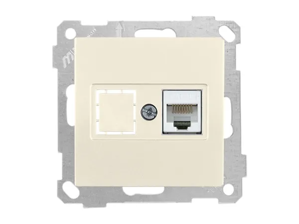 Розетка компьютерная 1xRJ45 (Cat5e, скрытая, без рамки) кремовая, DARIA, MUTLUSAN