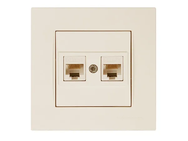 Розетка компьютерная 2xRJ45 (Cat5e, скрытая) кремовая, RITA, MUTLUSAN