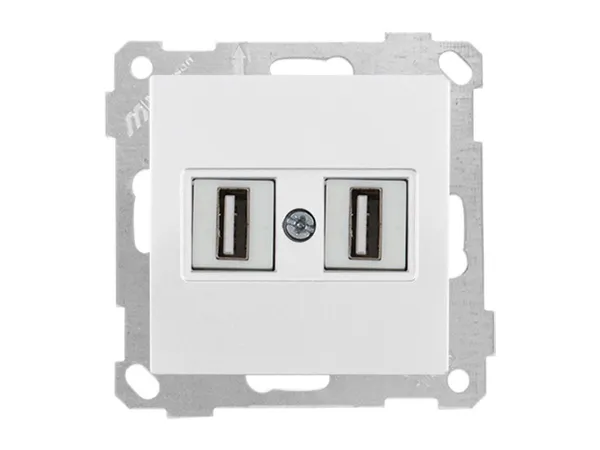 Розетка компьютерная 2хUSB (скрытая, без рамки) белая (не для зарядки), DARIA, MUTLUSAN