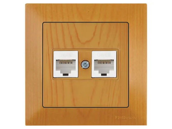 Розетка компьютерная 2xRJ45 (Cat6, скрытая) дуб, DARIA, MUTLUSAN