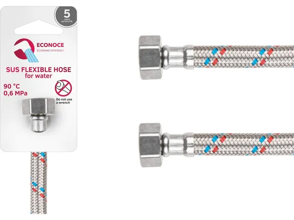 Подводка гибкая, SUS, гайка 1/2" - гайка 1/2" 60см ECONOCE