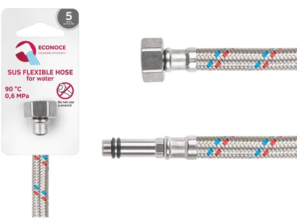 Подводка гибкая, SUS, иголка м10 длинная - гайка 1/2" 60 см ECONOCE