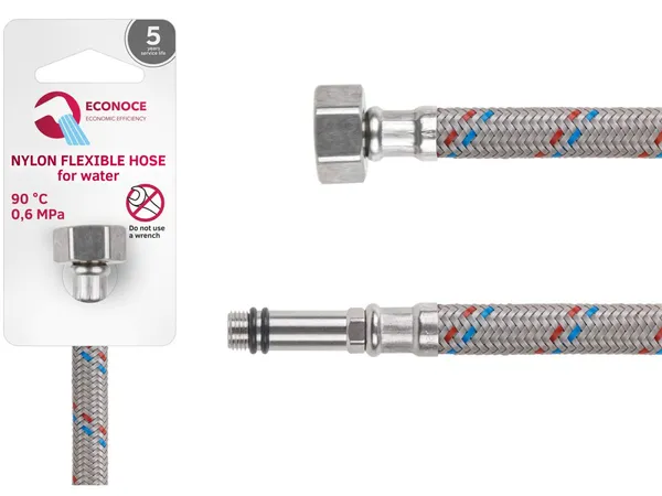 Подводка гибкая, Nylon, иголка м10 длинная - гайка 1/2" 80 см ECONOCE