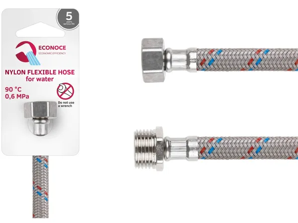Подводка гибкая, Nylon, гайка 1/2" - штуцер 1/2" 40 см ECONOCE