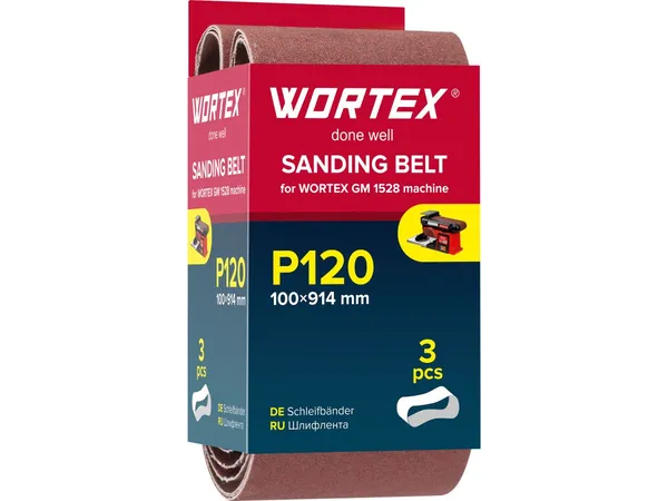 Шлифлента 100x914 мм P120 бесконечная 3 шт. для станка WORTEX GM 1528