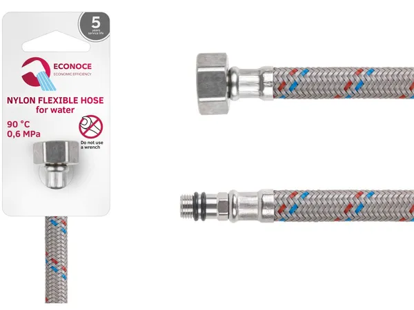 Подводка гибкая, Nylon, иголка м10 короткая - гайка 1/2" 60 см ECONOCE