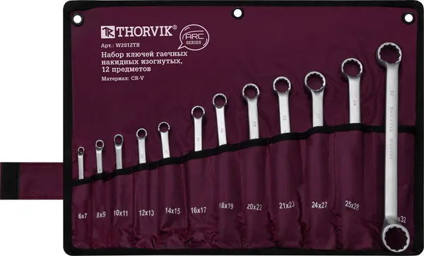 Набор ключей накидных в сумке Thorvik W2S12TB, 6-32 мм, 12 предметов