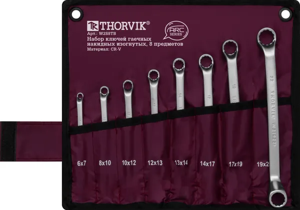 Набор ключей накидных в сумке Thorvik W2S8TB, 6-22 мм, 8 предметов