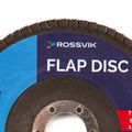 Круг шлифовальный лепестковый ROSSVIK 29_125х22_120 (125x22 мм, 120 Grit., Тип 29, Zr, 80 м/с, 12250 об/мин)