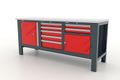 Верстак слесарный трехтумбовый Premium тумба с дверью пять и два ящика Ferrum 11.41520