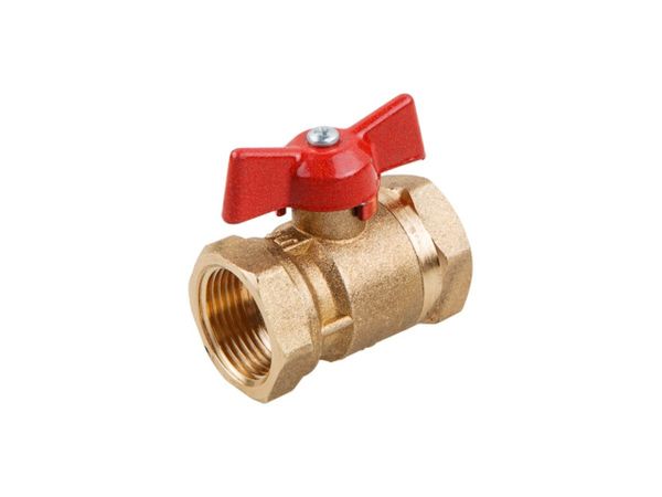 Кран шаровый стандарт. 3/4" вн.-вн. бабочка PN1,6 МПа; 11Б27п7, Цветлит