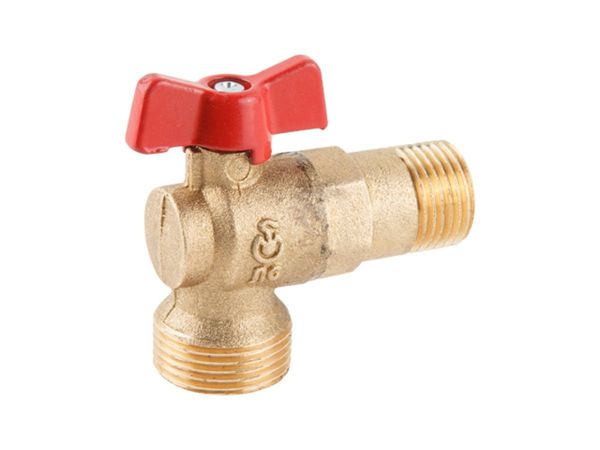 Кран шаровый угловой 1/2" х 3/4" для стир. машины PN1,6 МПа; 11Б27п17, Цветлит