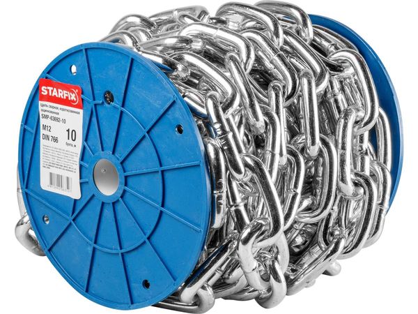 Цепь сварная короткозвенная, оцинк. М12 DIN 766 (бухта 10 м) STARFIX