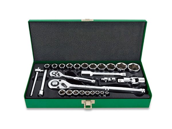 Набор головок 1/4" 1/2" 27предм. 6гр. метал.кейс TOPTUL