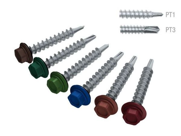 Саморез кровельный 4.8х35 мм цинк, шайба с прокл., PT1, RAL 9003 (70 шт в пласт. конт.) STARFIX