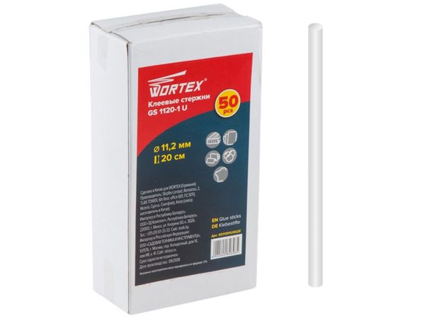 Клеевые стержни Wortex GS 1120-1 U (PVC универсальный, 11,2*200мм, 50шт, коробка)