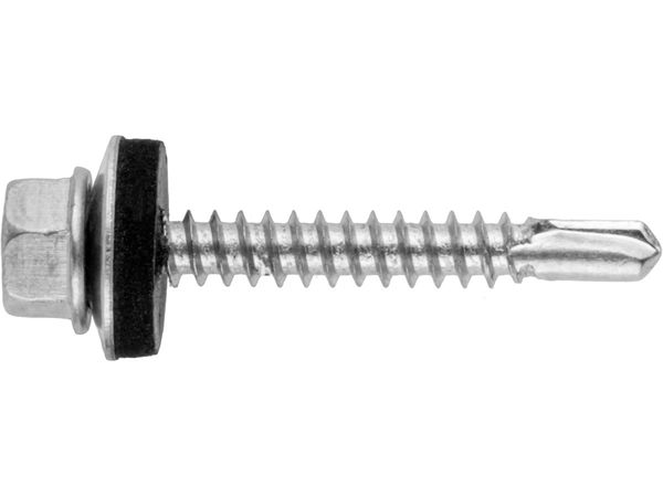 Саморез кровельный 4.8х38 мм цинк, шайба с прокл., PT3 (50 шт в пласт. конт.) STARFIX