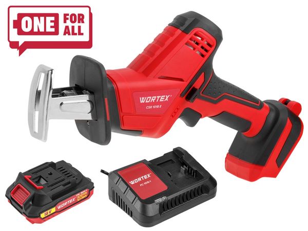 Аккум. сабельная пила WORTEX CSR 1018 E в чем. ALL1 XLT SET 18В, 1 акк., 2 Ач, дер. 100 мм