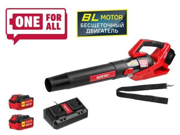 Аккум. воздуходувка WORTEX BB 2536 D ALL1 XLT SET БЕСЩЁТ.ДВИГ., 18В+18В, 2акб, 4 Ач, макс.объём.7