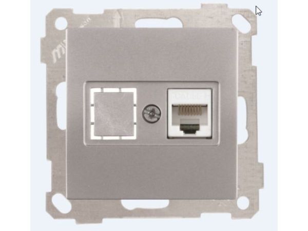 Розетка компьютерная 1xRJ45 (Cat5e, скрытая, без рамки) серебро, DARIA, MUTLUSAN