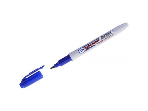 Маркер перманентный Crown "Multi Marker Super Slim" синий, пулевидный
