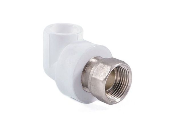 Колено ПП с накидной гайкой 20х3/4", бел. РТП