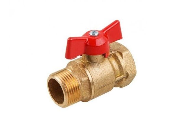 Кран шаровый стандарт. 1/2" вн. х 3/4" нар. бабочка PN1,6 МПа; 11Б27п7, Цветлит