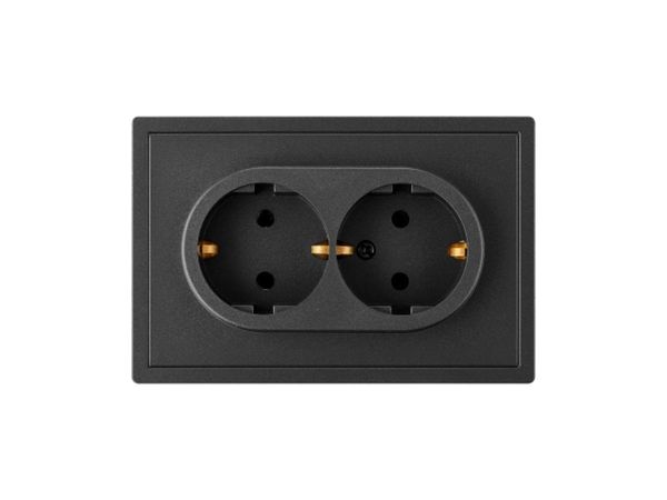 Розетка 2-ая (скрытая, с/з) графит, Carre, BYLECTRICA