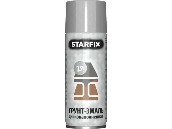 Грунт-эмаль цинконаполненная STARFIX серебристая, 520 мл