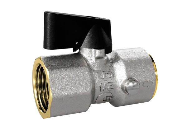Кран шаровый для манометра 1/2" вн.-вн., никель, метрич.резьба, флажок, LD