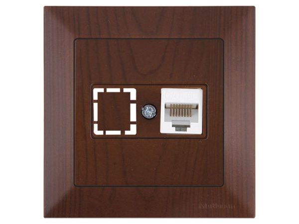 Розетка компьютерная 1xRJ45 (Cat5e, скрытая) орех, DARIA, MUTLUSAN