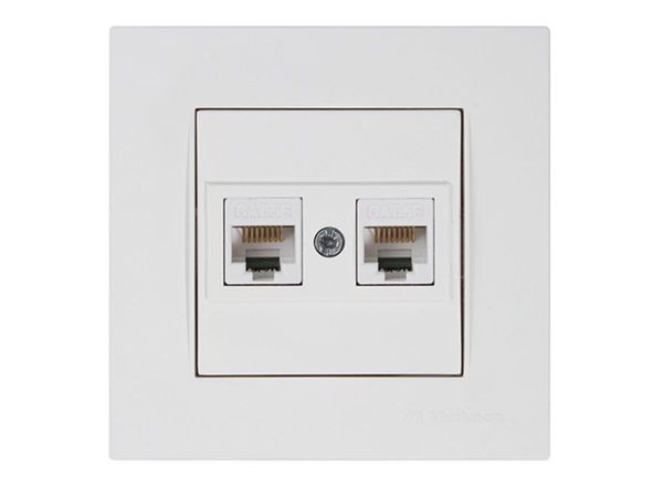 Розетка компьютерная 2xRJ45 (Cat5e, скрытая) белая, RITA, MUTLUSAN