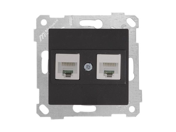 Розетка компьютерная 2xRJ45 (Cat5e, скрытая, без рамки) черная, RITA, MUTLUSAN