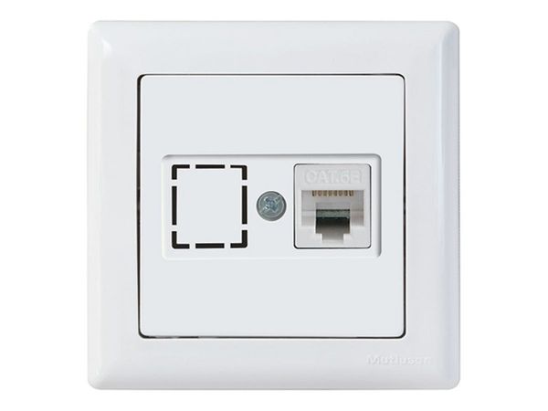 Розетка компьютерная 1xRJ45 (Cat6, скрытая) белая, DARIA, MUTLUSAN