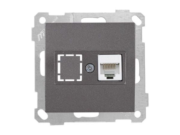 Розетка компьютерная 1xRJ45 (Cat5e, скрытая, без рамки) дымчатая, DARIA, MUTLUSAN