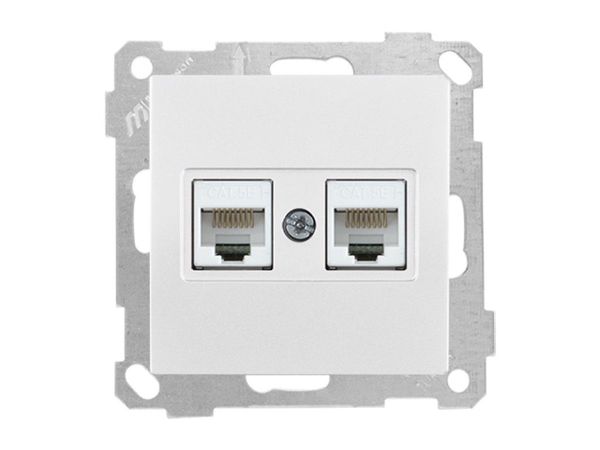 Розетка компьютерная 2xRJ45 (Cat5e, скрытая, без рамки) белая, DARIA, MUTLUSAN