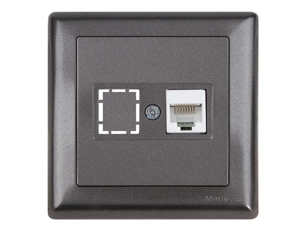 Розетка компьютерная 1xRJ45 (Cat5e, скрытая, с рамкой) дымчатый, DARIA, MUTLUSAN