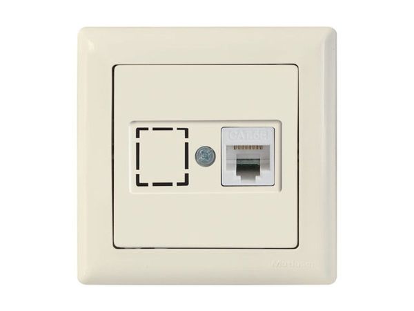 Розетка компьютерная 1xRJ45 (Cat6, скрытая) кремовая, DARIA, MUTLUSAN
