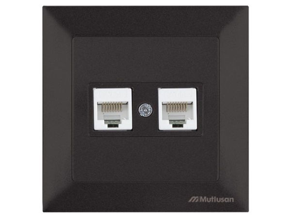 Розетка компьютерная 2xRJ45 (Cat5e, скрытая) черная, DARIA, MUTLUSAN