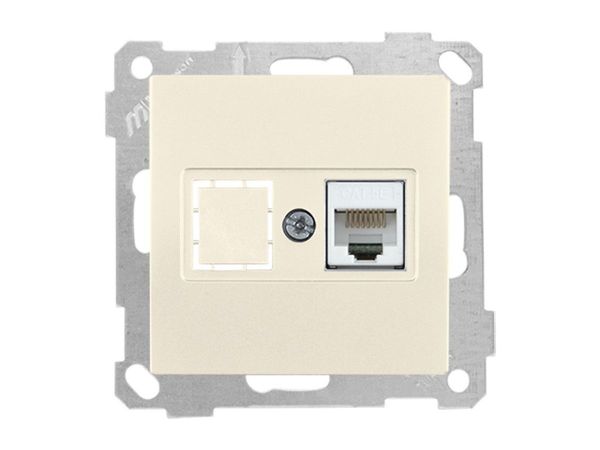 Розетка компьютерная 1xRJ45 (Cat5e, скрытая, без рамки) кремовая, DARIA, MUTLUSAN