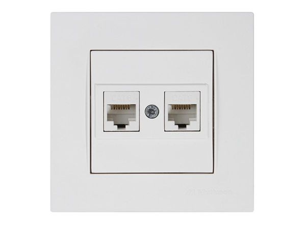 Розетка компьютерная 2xRJ45 (Cat6, скрытая) белая, RITA, MUTLUSAN