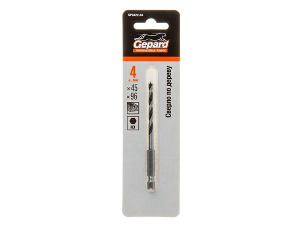 Сверло по дереву 4х45х96 шестигр. GEPARD