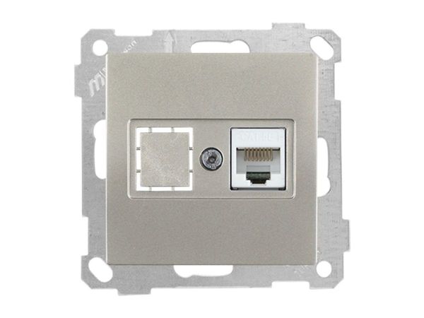 Розетка компьютерная 1xRJ45 (Cat5e, скрытая, без рамки) титан, DARIA, MUTLUSAN