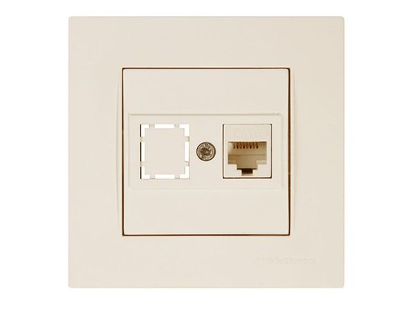Розетка компьютерная 1xRJ45 (Cat6, скрытая) кремовая, RITA, MUTLUSAN