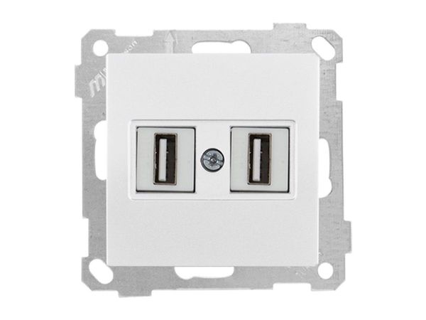 Розетка компьютерная 2хUSB (скрытая, без рамки) белая (не для зарядки), DARIA, MUTLUSAN