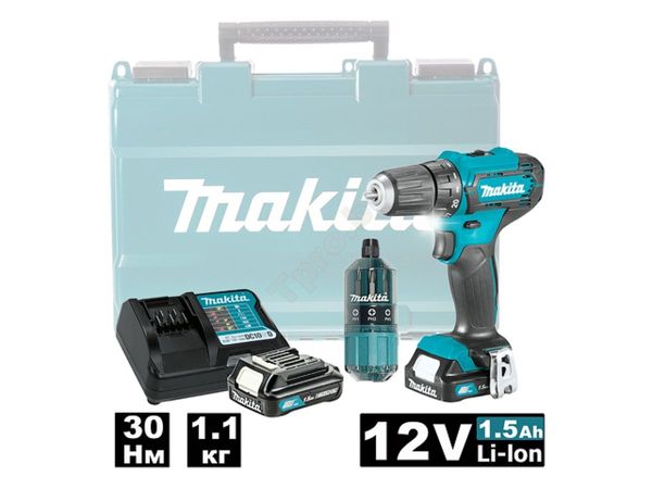 Аккум. дрель-шуруповерт MAKITA CXT DF 333 DWYE в чем. + набор бит